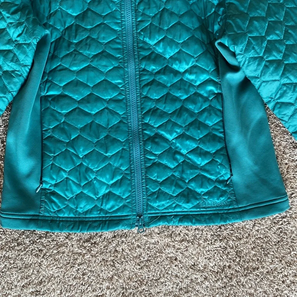 L.L. Bean EUC Teal Thinsulate Mock Collar Mixed Media Puffer Jacket, Women’s S - Picture 5 of 15